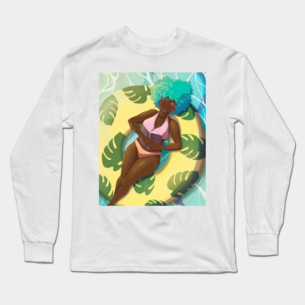 Pool Girl Long Sleeve T-Shirt by Cosmic Holiday Studios